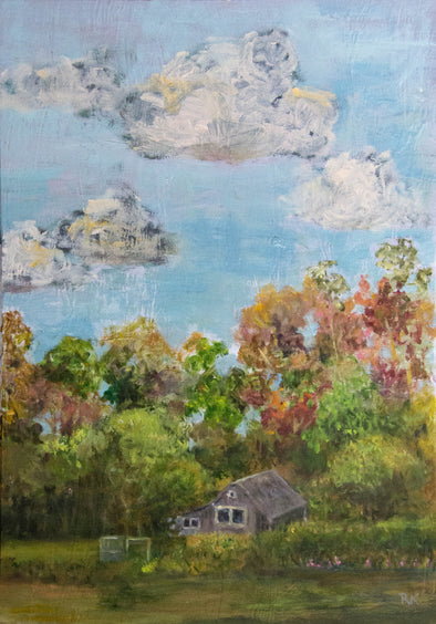 The neighbors 11x16 in. oil original painting by artist Rose Knightly